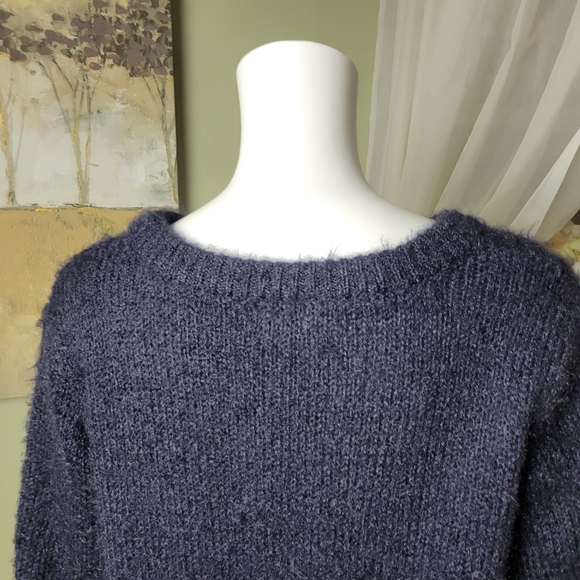 Fuzzy Balloon Sleeve Knit Sweater - Picture 8 of 11